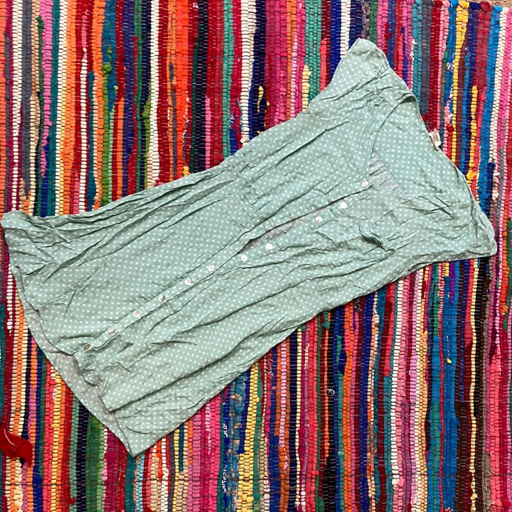 Cotton Candy®️ 2013 Vintage Mint with Mini White Polka Dots & abalone buttons